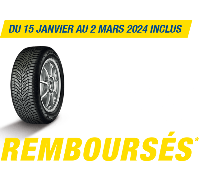 Du 15 janvier au 2 mars 2024 inclus - Jusqu'à 120 euros remboursé par virement bancaire pour 2 ou 4 pneus achetés